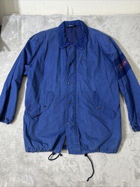 Vintage Faconnable blue snap front windbreaker jacket men’s XXL missing hood